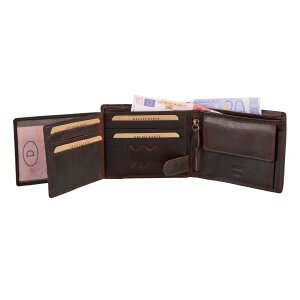 Real !!! Wild mens wallet purse water buffalo leather 10x12.5x2 cm darkbrown