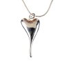 Long necklace with heart pendant, shiny silver