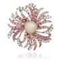 Silver brooch with pink/crystall rhinestones and fresh water pearl