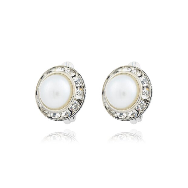 Earclips, pearl earrings, for ladies, venture, rhinestones, pearls