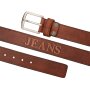 Leather waist belt Jeans, box with 12 belts, 3 x 90 cm, 3 x 100 cm, 3 x 110 cm, 3 x 120 cm light brown