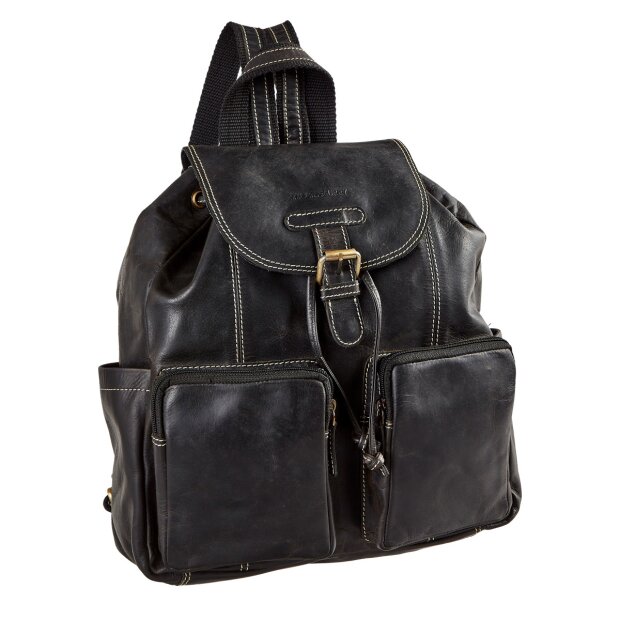Real leather backpack, black