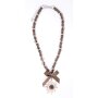 Edelweiss Trachten Damen Halskette Stoffband Edelweiss-Anh&auml;nger Messing 42 cm, dunkelbraun 143-3-3