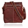 Real leather shoulder bag reddish brown
