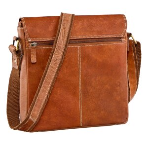 Real leather shoulder bag tan