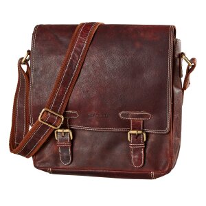 Real leather shoulder bag reddish brown