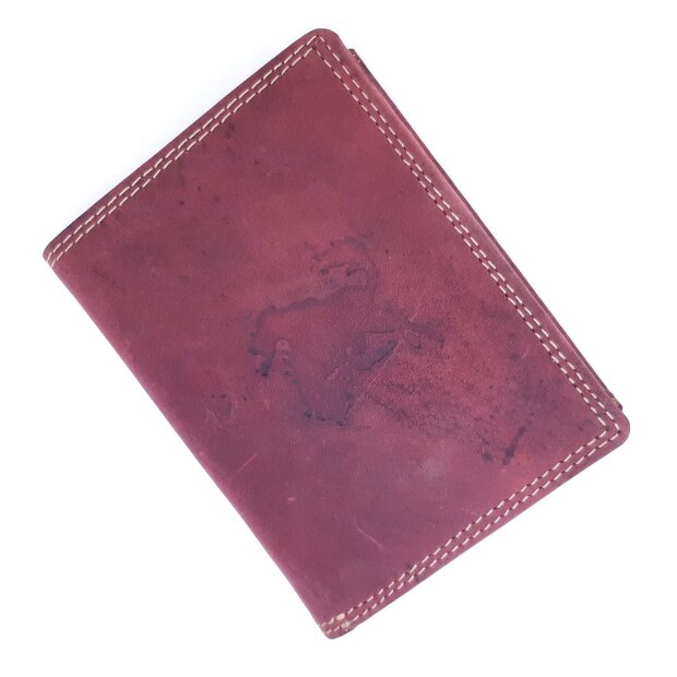 Mens wallet made from real leather with cowboy and horse motif, pink