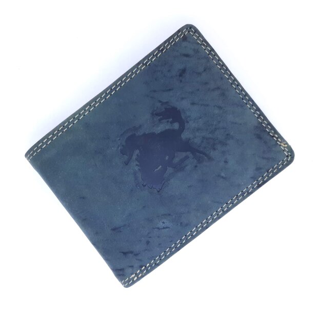 Real leather wallet with cowboy and horse motif, green