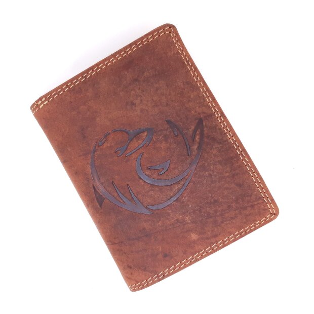 Tillberg Men real leather wallet with dolphin motif, orange