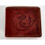 Real leather wallet with dolphin motive in wallet format pink
