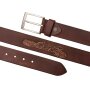Buffalo leather belt with motor cycle motif, 4 cm wide, length 90,100,110,120 cm, 6 pieces, dark brown