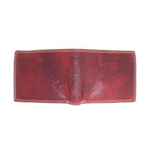 Real leather wallet with eagle motif red