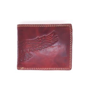 Hochwertige und robuste Geldb&ouml;rse aus Leder in Querformat mit einem Adlermotiv von der Marke Tillberg rot