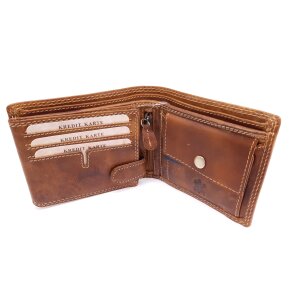 Real leather wallet with eagle motif tan