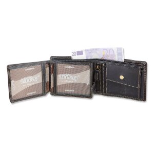 Real leather wallet with eagle motif navy blue