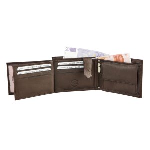 Real leather wallet dark brown
