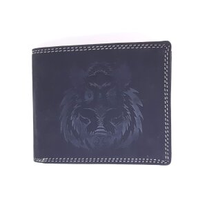 Real leather wallet, wallet format with wild boar motif