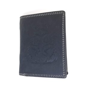 Real leather wallet, notebook format with wild boar motif