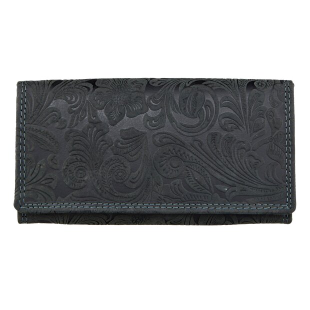 Real leather wallet, buffalo leather, full leather black