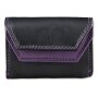 Mini wallet made from real nappa leather 7 cm x 9,5 cm x 1,5 cm, black+purple