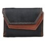 Mini wallet made from real nappa leather 7 cm x 9,5 cm x 1,5 cm, black+cognac