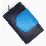 High quality and robust ladies wallet made from real leather black+royal blue