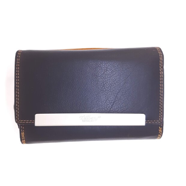 Tillberg ladies wallet made from real leather 10 cm x 15 cm x 4 cm, black+tan