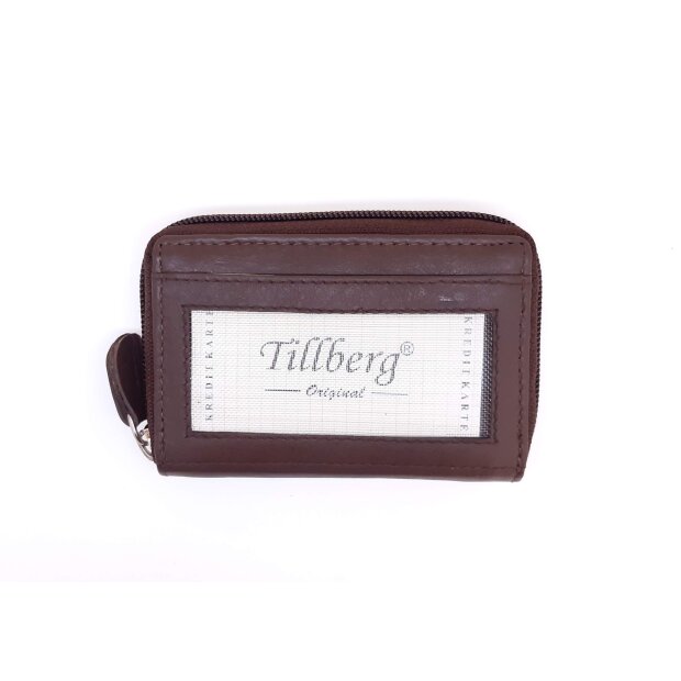 Tillberg Kreditkartenetui aus echtem Nappaleder 11 cm x 8 cm x 1 cm rotbraun