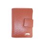 Wallet in croco look, real leather, robust, high quality tan