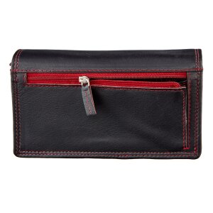 Tillberg ladies wallet made from real nappa leather 16,5 cm x 10 cm x 3 cm schwarz+rot