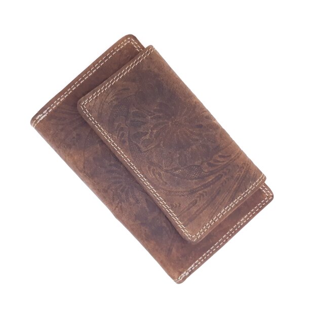 Tillberg ladies wallet with flower pattern dark brown