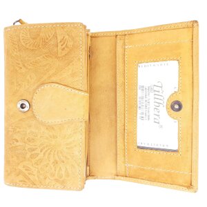 Ladies wallet with flower print tan