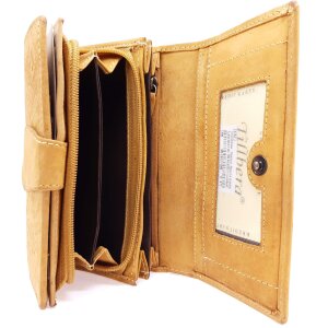 Ladies wallet with flower print tan