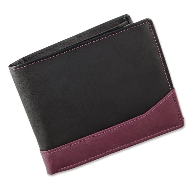 Tillberg Portmonee, Brieftasche, Geldbeutel echtleder 10cmx12,5cmx2cm/#RM00197 schwarz/violett
