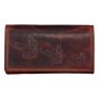 Real leather wallet, motif eagle brown