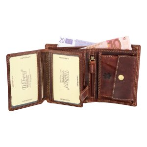 Real leather wallet, motif scorpion brown