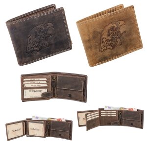Real leather wallet with eagle motif, katta hunter leather