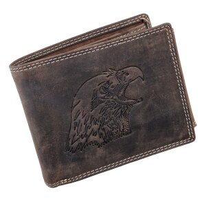 Real leather wallet with eagle motif, katta hunter leather