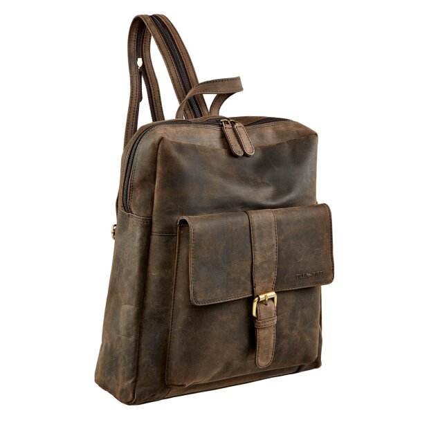 Real leather backpack, dark brown