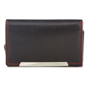Tillberg ladies wallet wallet made from real nappa leather 9,5x15x3,5 cm black+red
