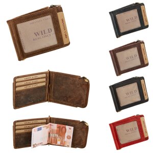 Wild Real Only!!! wallet/credit card case made from water buffalo leather with dollar clip/RFID protection