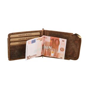 Wild Real Only!!! wallet/credit card case made from water buffalo leather with dollar clip/RFID protection, taupe