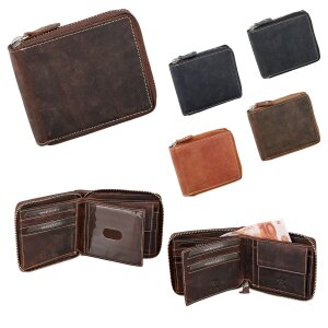 Wallet made from water buffalo leather with all-round zipper
