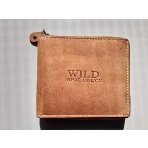Wallet made from water buffalo leather with all-round zipper tan