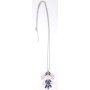 Long necklace with pendant with different coloured rhinestones silber