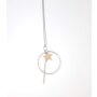 Necklace with star, rod, round pendant, length 90 cm, silver