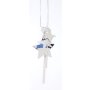 Long necklace with three star pendants and two pendants with crystal stones silver