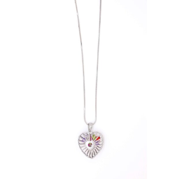 Long necklace with heart pendant, length 80 cm silver