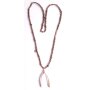 Long necklace with glass beads and pendant, matt gold