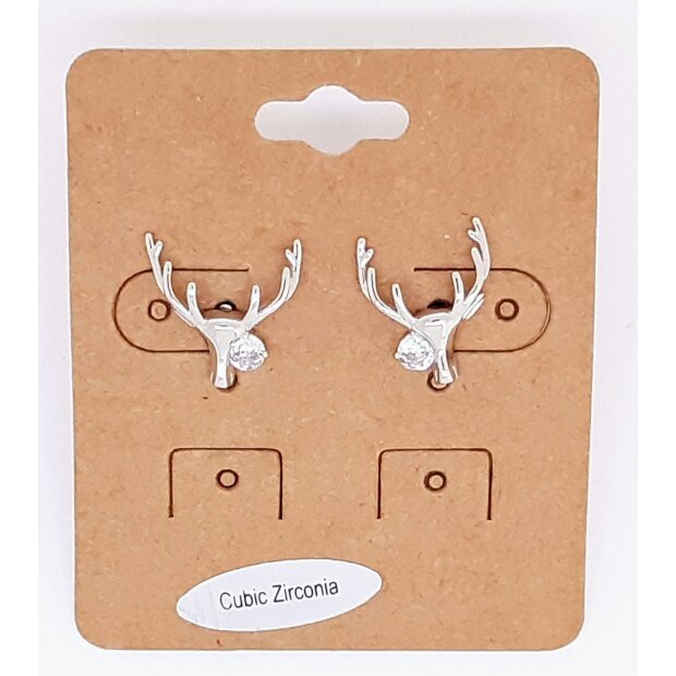 Earrings in the shape of a deer head with crystal stone